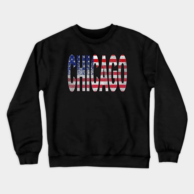 CHICAGO AMERICAN FLAG Crewneck Sweatshirt by DESIGNBOOK